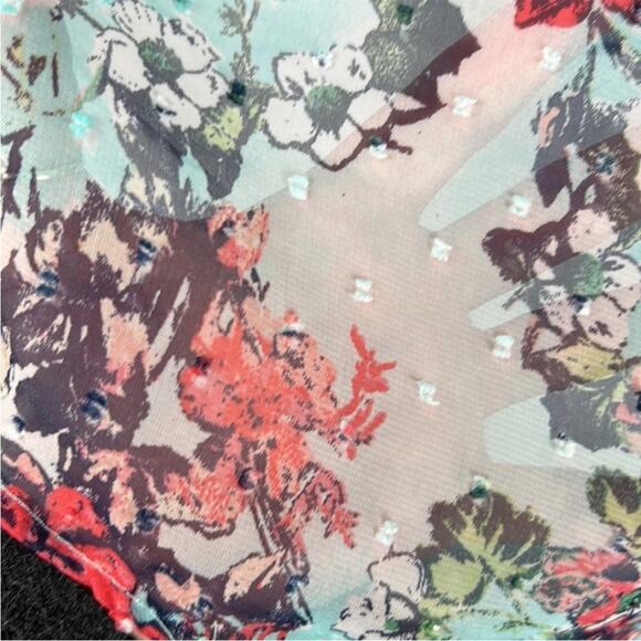Kut From The Kloth Semi Sheer Swiss Dot Long Sleeve Floral Blouse Women’s Small - Picture 4 of 9